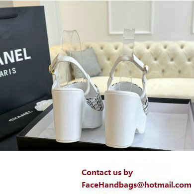 Chanel Tweed  &  Patent Calfskin Sandals G45555 Gray 2024